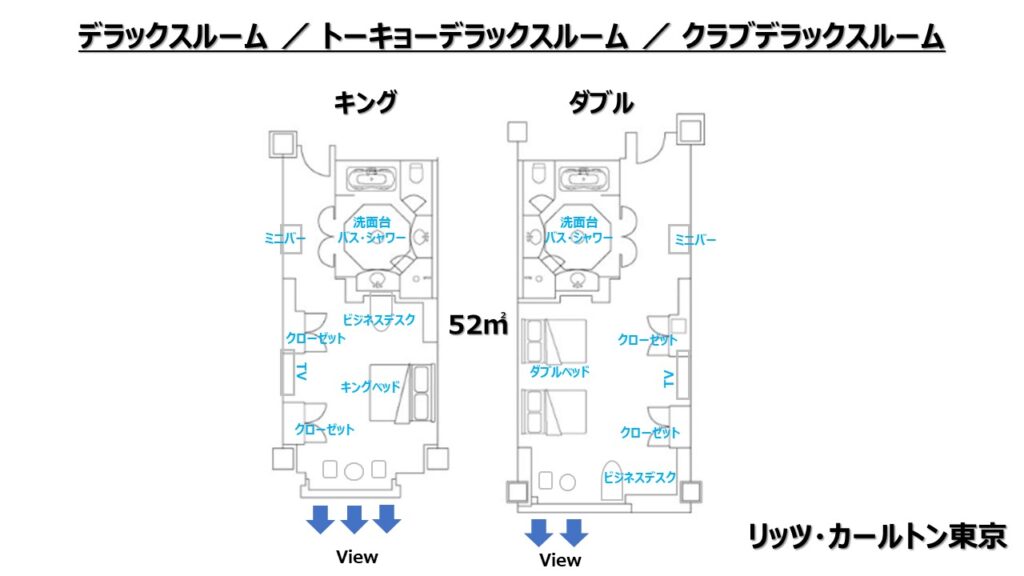 リッツカールトン東京宿泊記|デラックスルームレイアウト