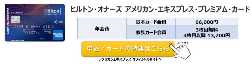 ヒルトン・オナーズ・アメリカン・エキスプレス・プレミアム・カード 入会キャンペーン/年会費