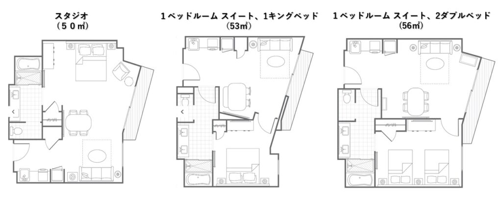 マリオットバケーションクラブワイキキ 客室レイアウト