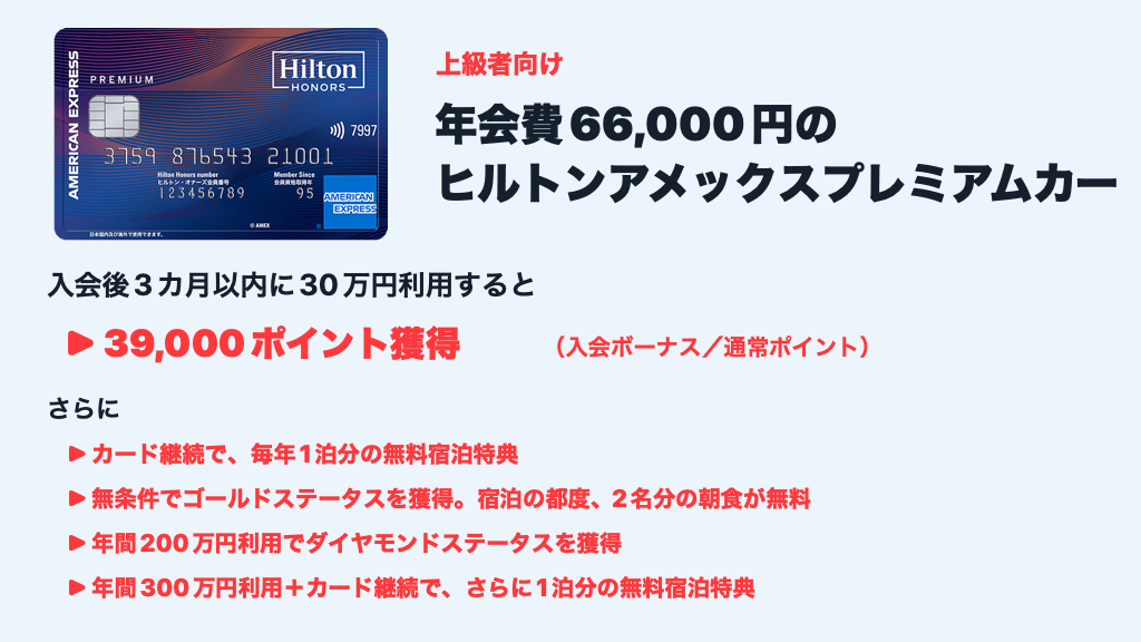 ヒルトンアメックスプレミアムカードの入会キャンペーンと無料宿泊特典