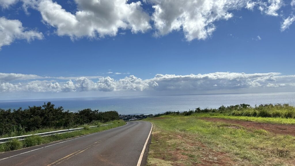 海を望みながら下るワイメア方面の道路